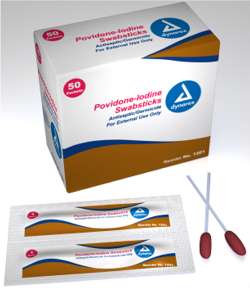 Dynarex 10% Povidone-Iodine Betadine Scrub Swabsticks PVP 1's 50 1201