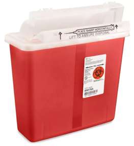Kendall SharpSafety Multi-Purpose Sharps Container Counterbalance Lid 5Qt Red 8507SA
