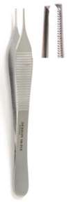 Derron Adson Tissue Forceps 4-3/4-in 1x2 Teeth Cross Serrated Delicate 14-312 Miltex 6-121