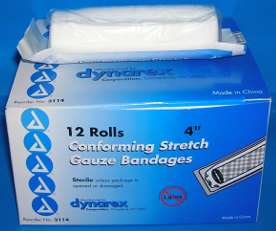Dynarex Conforming Stretch Gauze Bandages Sterile 4-inx4.1Yd -12 3114