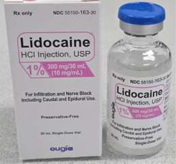 Lidocaine 1% 10mg/mL 30mL Plain HCI Injection USP SDV 55150-163-30 55150-0163-30