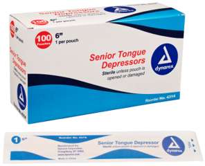 Dynarex Tongue Depressors Wood Senior Sterile Adult 6-in -100 4314