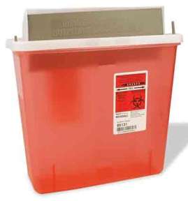Kendall SharpSafety In-Room Sharps Container Mailbox Style Lid 5Qt Transparent Red 85131