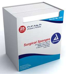 Dynarex Gauze Pads 4-inx4-in 8-Ply 2's Type VII Sterile 25 3342