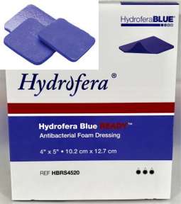 Hollister Hydrofera Blue READY Antibacterial Foam Dressing 4"x5" -10- HBRS4520